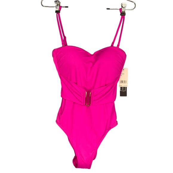 La Blanca Island Goddess Bandeau One-Piece Swimsuit Orchid Size 6 NWT - Picture 3 of 11